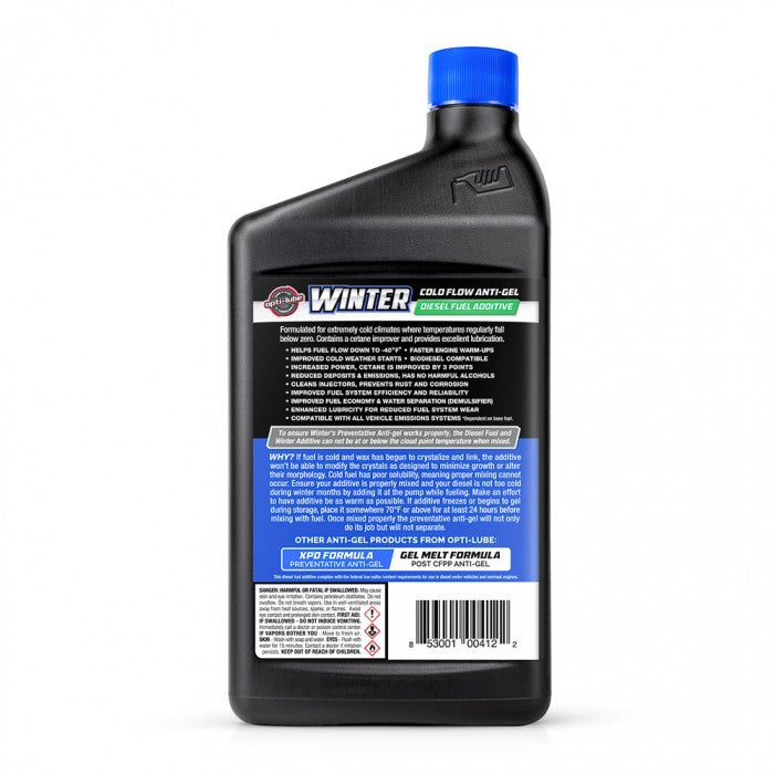 Opti-Lube Winter Formula Diesel Fuel Additive - Quart Treats Up to 128 Gallons