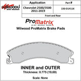 Wilwood ProMatrix Brake Pads, 2011-2019 LML/L5P