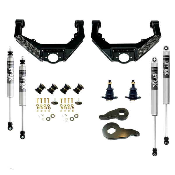 KRYPTONITE STAGE 3 LEVELING KIT FOX SHOCKS 2001–2010 GM HD & HUMMER H2 KR10STAGE3FOX