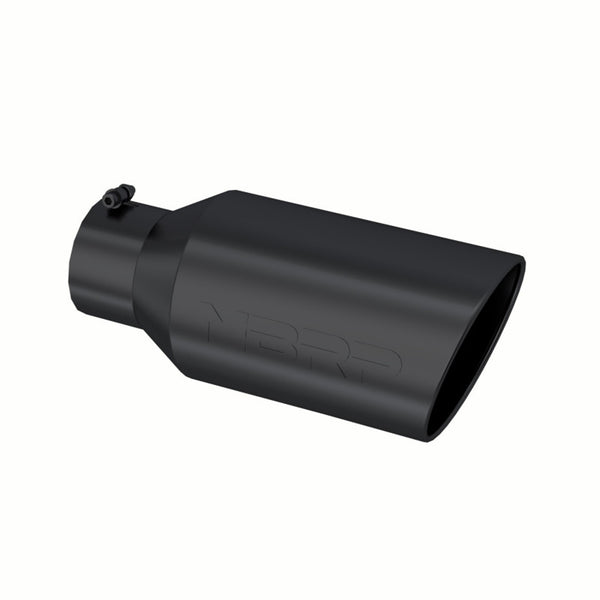MBRP 5"X8"X18" Rolled Edge, Single Wall, Angle Cut, Black Tip