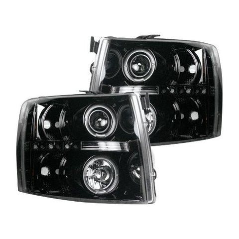 Recon Projector Headlights CCFL Halos and DRL Smoked-Black, 2007.5-2014 LMM