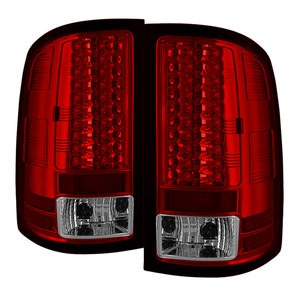 Spyder V2 LED Tail Lights - Red Clear Sierra 2007.5-2014 LMM/LML