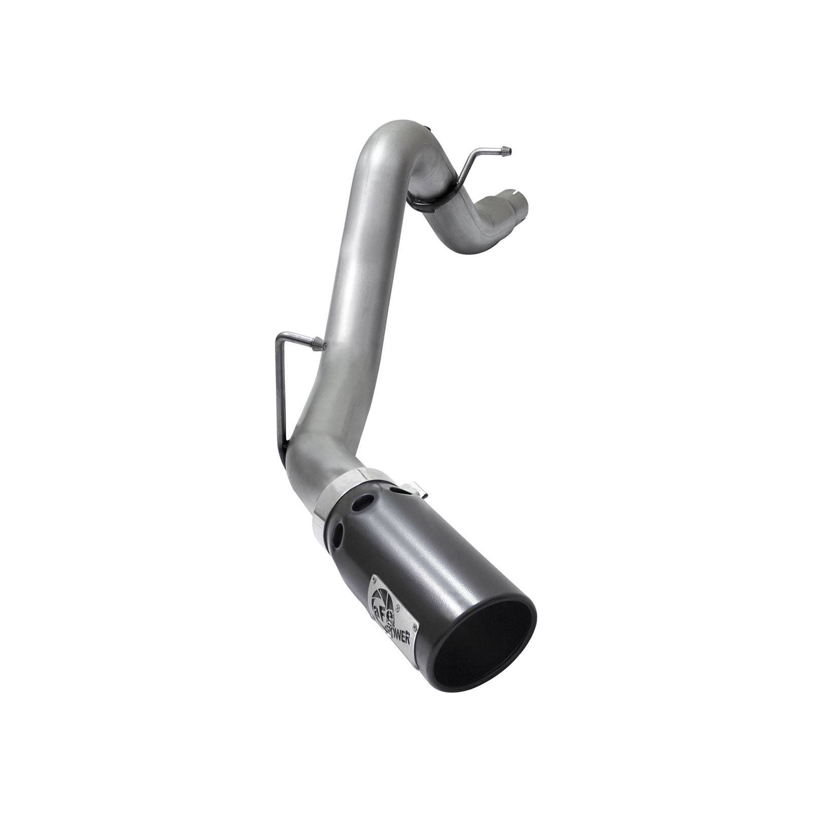 aFe LARGE BORE HD 5in DPF-Back SS Exhaust w/ Black Tip 2016 Nissan Titan 5.0L V8 (td) CC SB