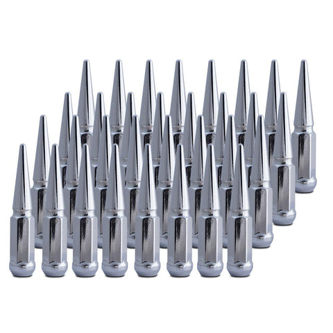 20Pcs Chrome 4.5 Tall 7/16-20 Solid Spike Lug Nut + Key Fit Vintage Chevy Model 20Pcs Chrome 4.5 Tall 7/16-20 Solid Spike Lug Nut + Key Fit Vintage Chevy Model
